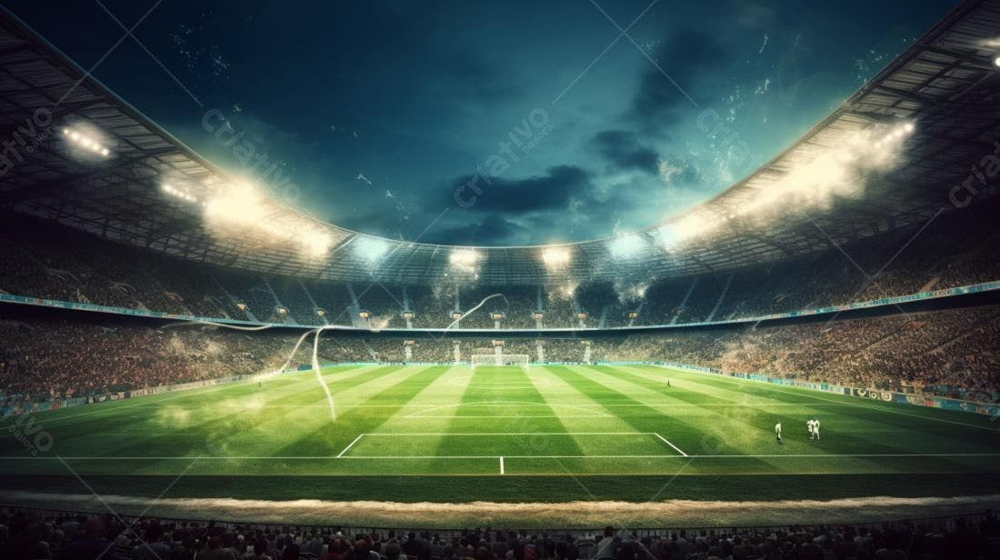 Estádio de futebol noturno lotado