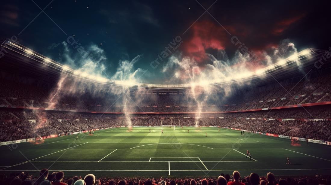 Estádio de futebol lotado noite jogo