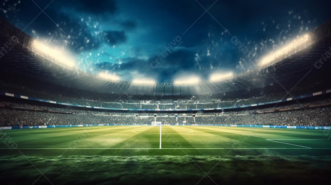 Estádio de futebol noturno lotado