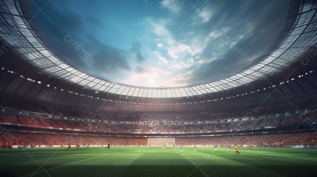Jogo de futebol em estádio lotado