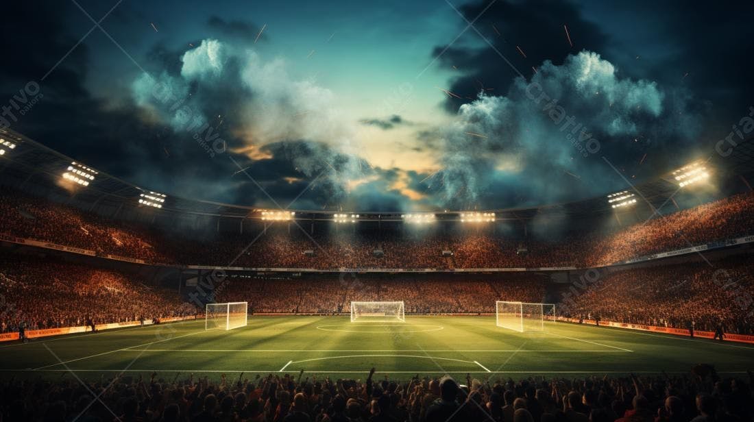 Estádio de futebol lotado noite