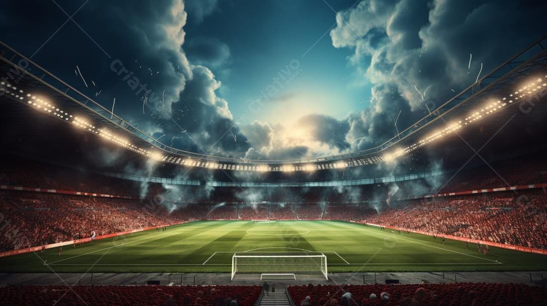 Estádio de futebol lotado com torcedores