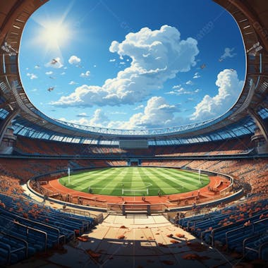 Pintura digital de estádio de futebol europeo