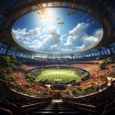 Pintura digital de estádio de futebol europeo