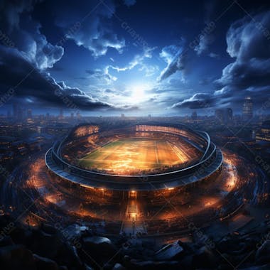 Pintura digital de estádio de futebol europeo