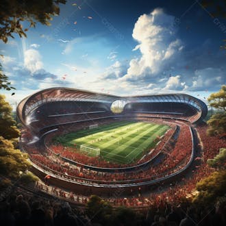 Pintura digital de estádio de futebol europeo