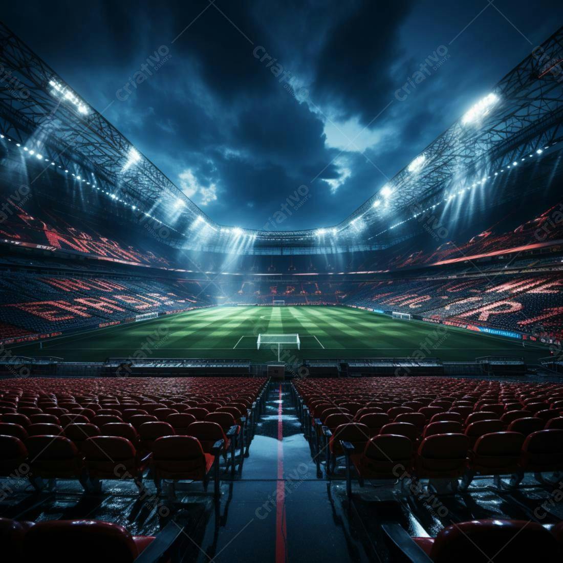 Estádio de futebol noturno vazio