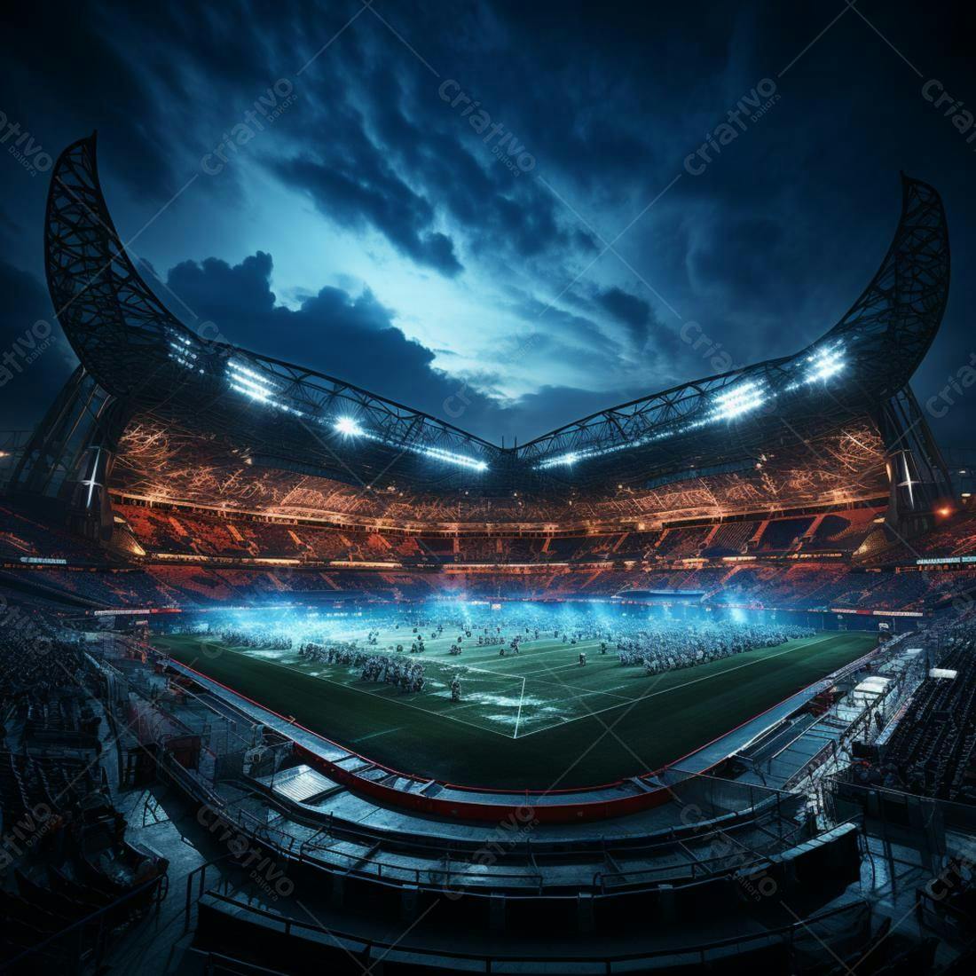 Estádio iluminado noite escura