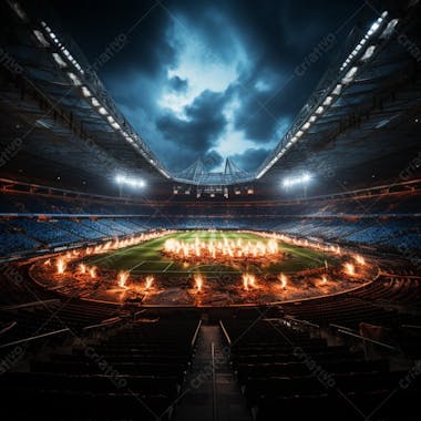 Pintura digital de estádio de futebol europeo