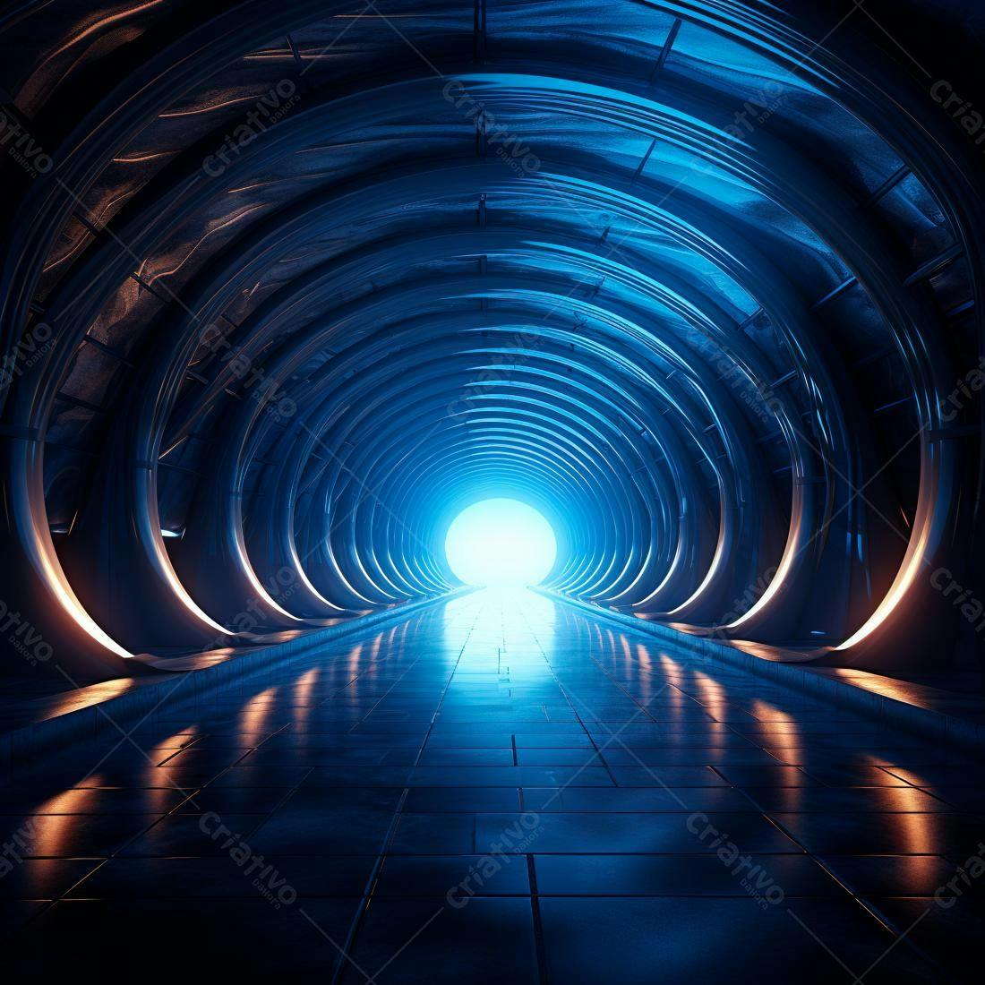 Túnel futurista azul e laranja