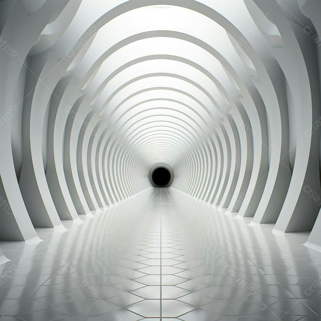 Túnel branco futurista abstrato