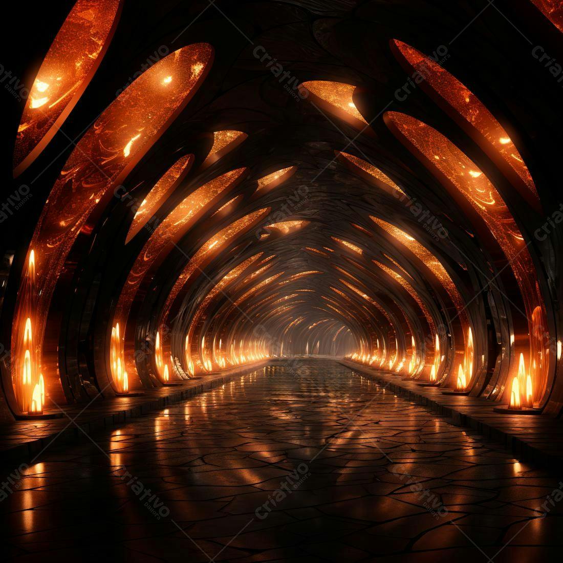 Túnel Iluminado Laranja e Preto