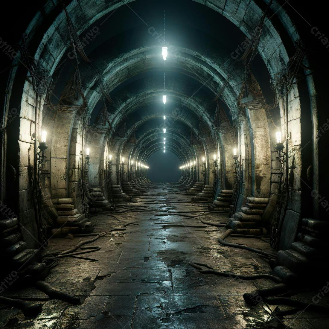 Corredor subterrâneo antigo e misterioso
