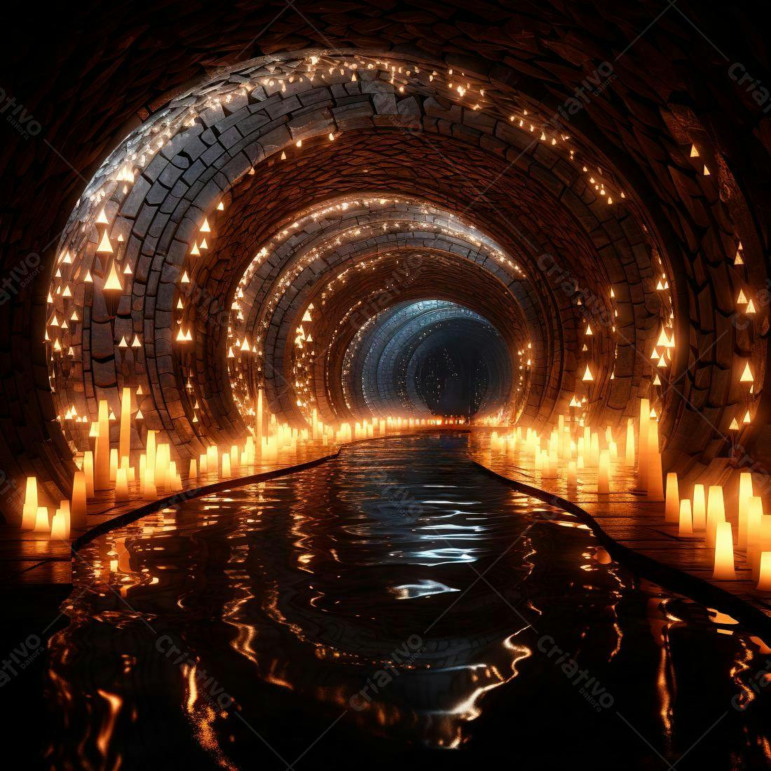 Túnel Encantado com Velas e Água