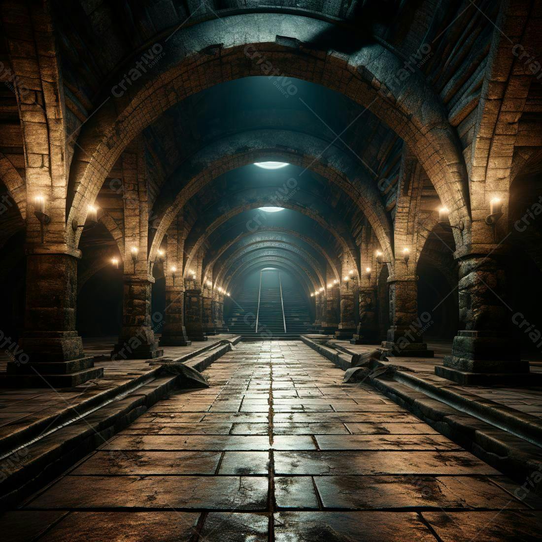 Sobrado medieval iluminado a velas