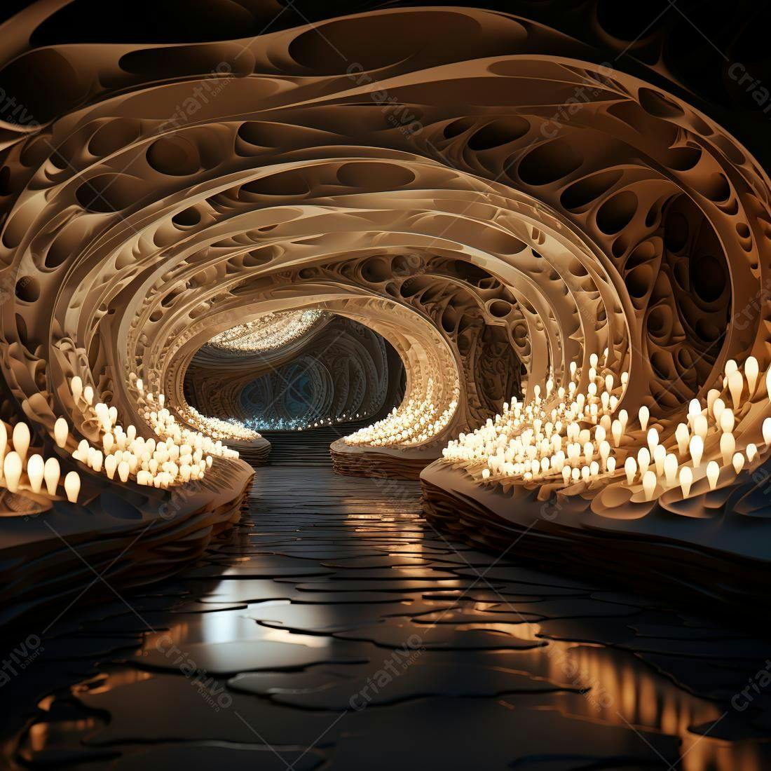 Túnel Iluminado com Velas Tons Terrosos