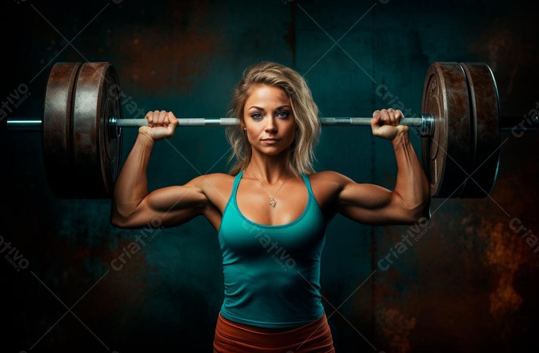 Mulher forte levantando barra academia