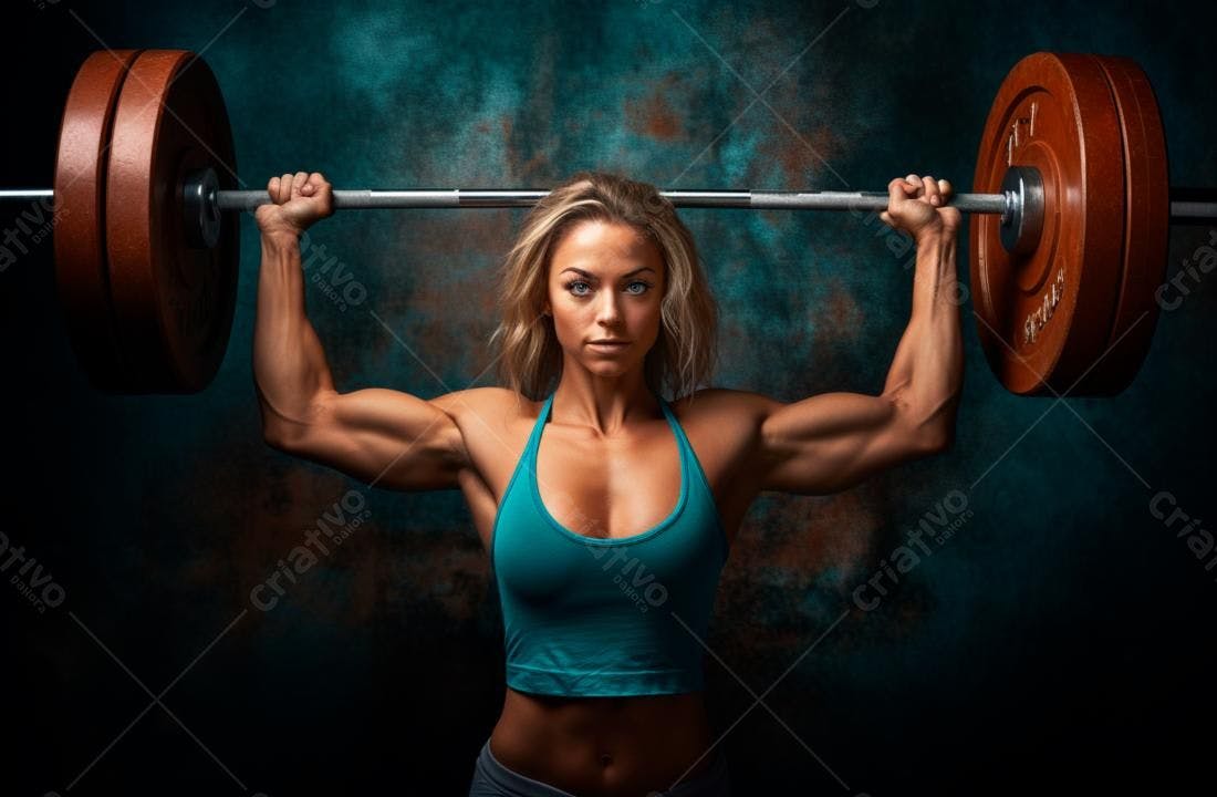 Musculosa segurando barra com peso