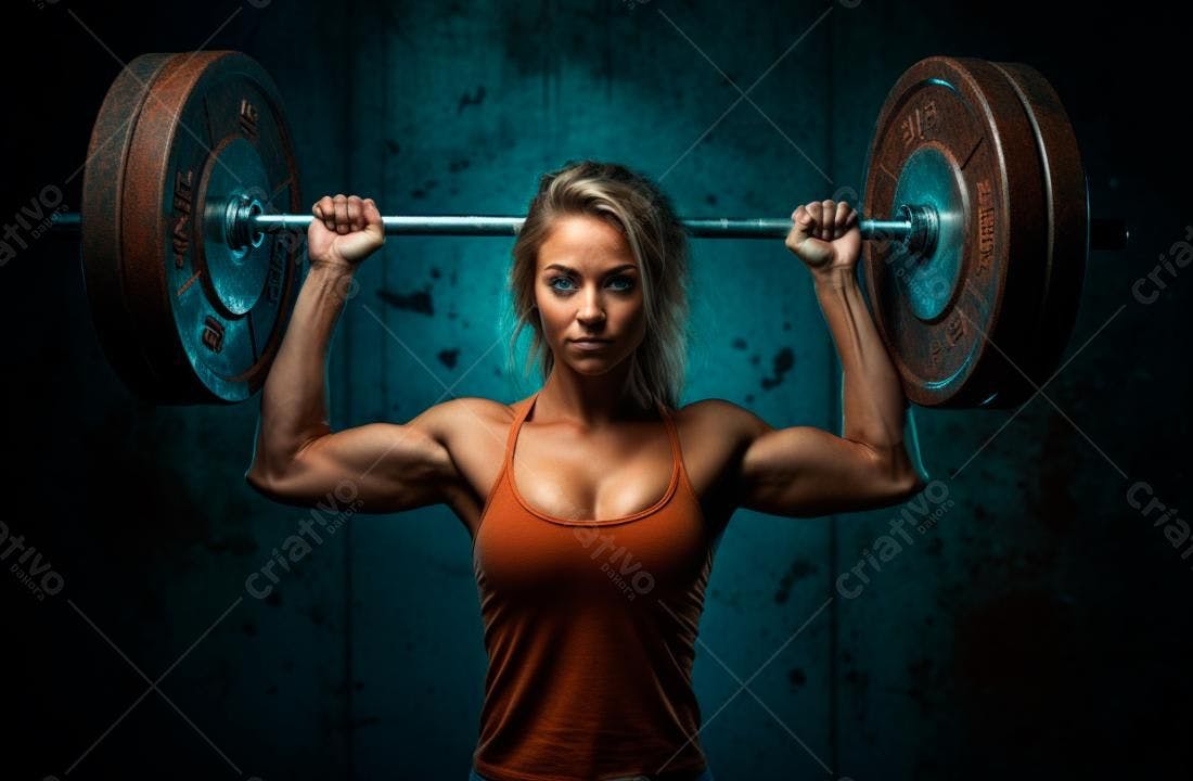 Musculosa com barra na academia fundo azul