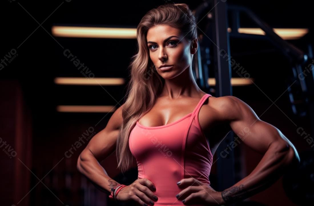 Fisiculturista feminina na academia
