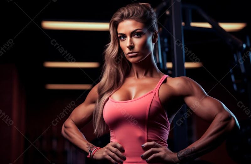 Foto de uma mulher personal trainer para composição de academia