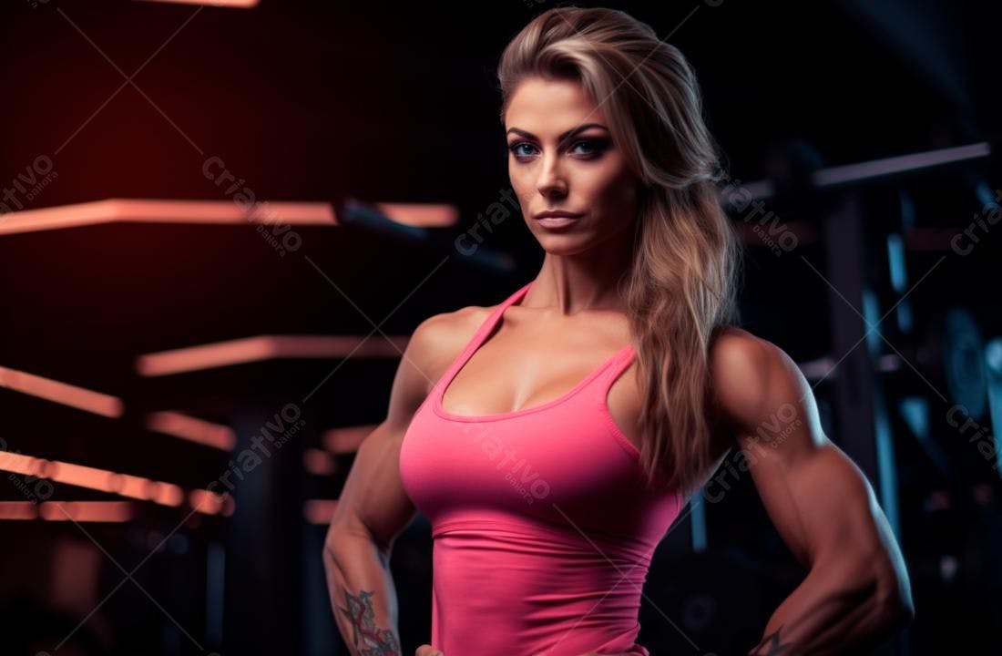 Atleta feminina musculosa em academia