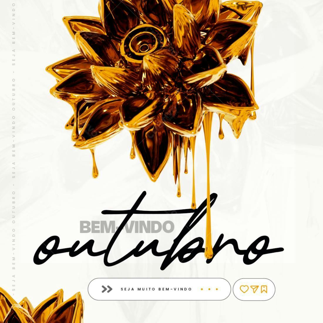 Flyer de Boas Vindas Outubro PSD Editável