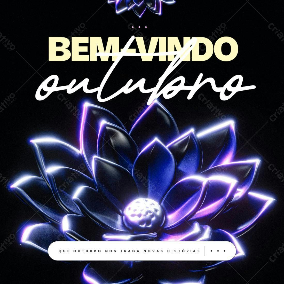 Post para Boas Vindas Outubro PSD Editável