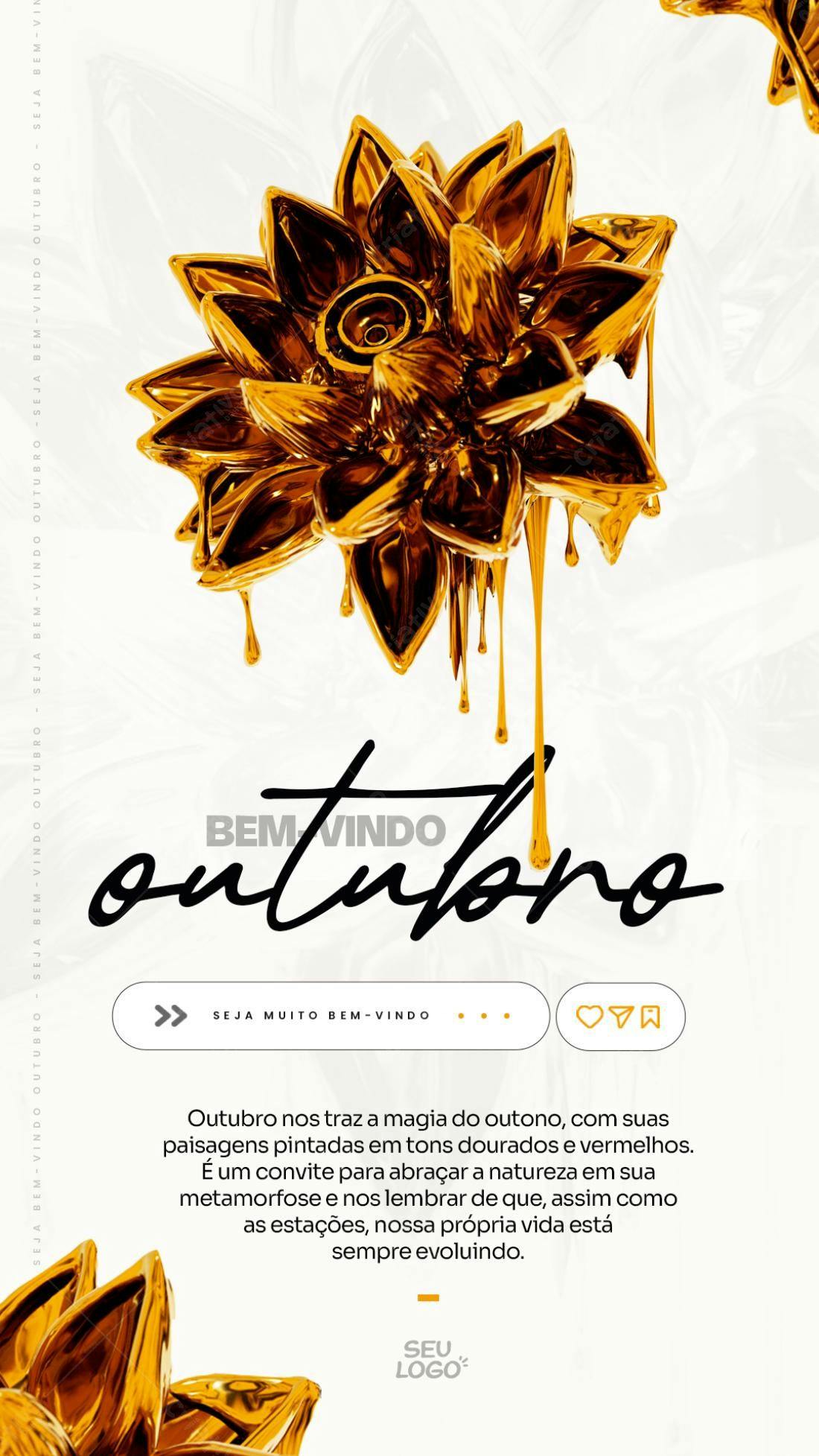 Flyer Outono Dourado PSD Editável
