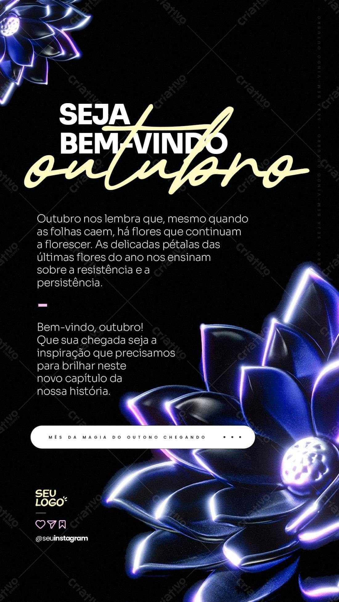 Post para Boas Vindas Outubro PSD Editável