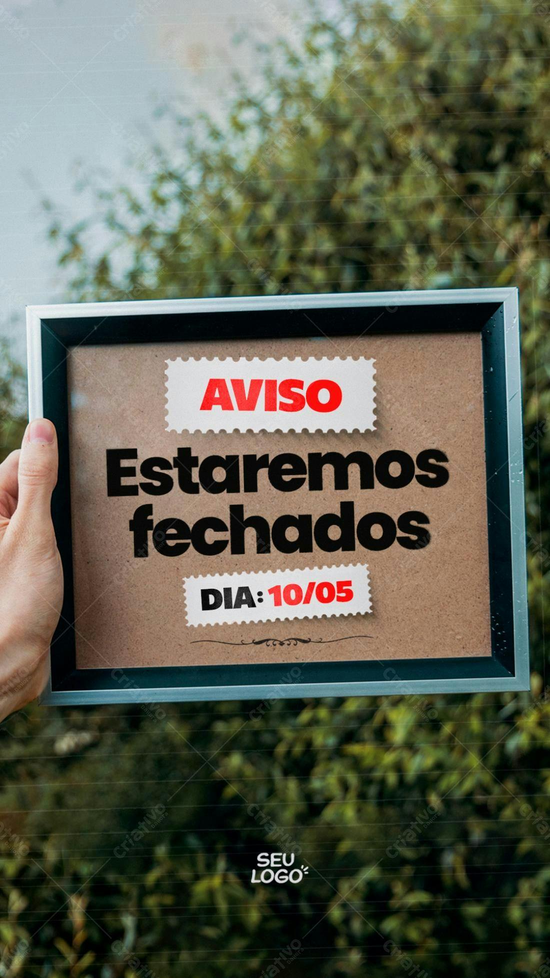 Aviso Fechado PSD para Negócios Editável