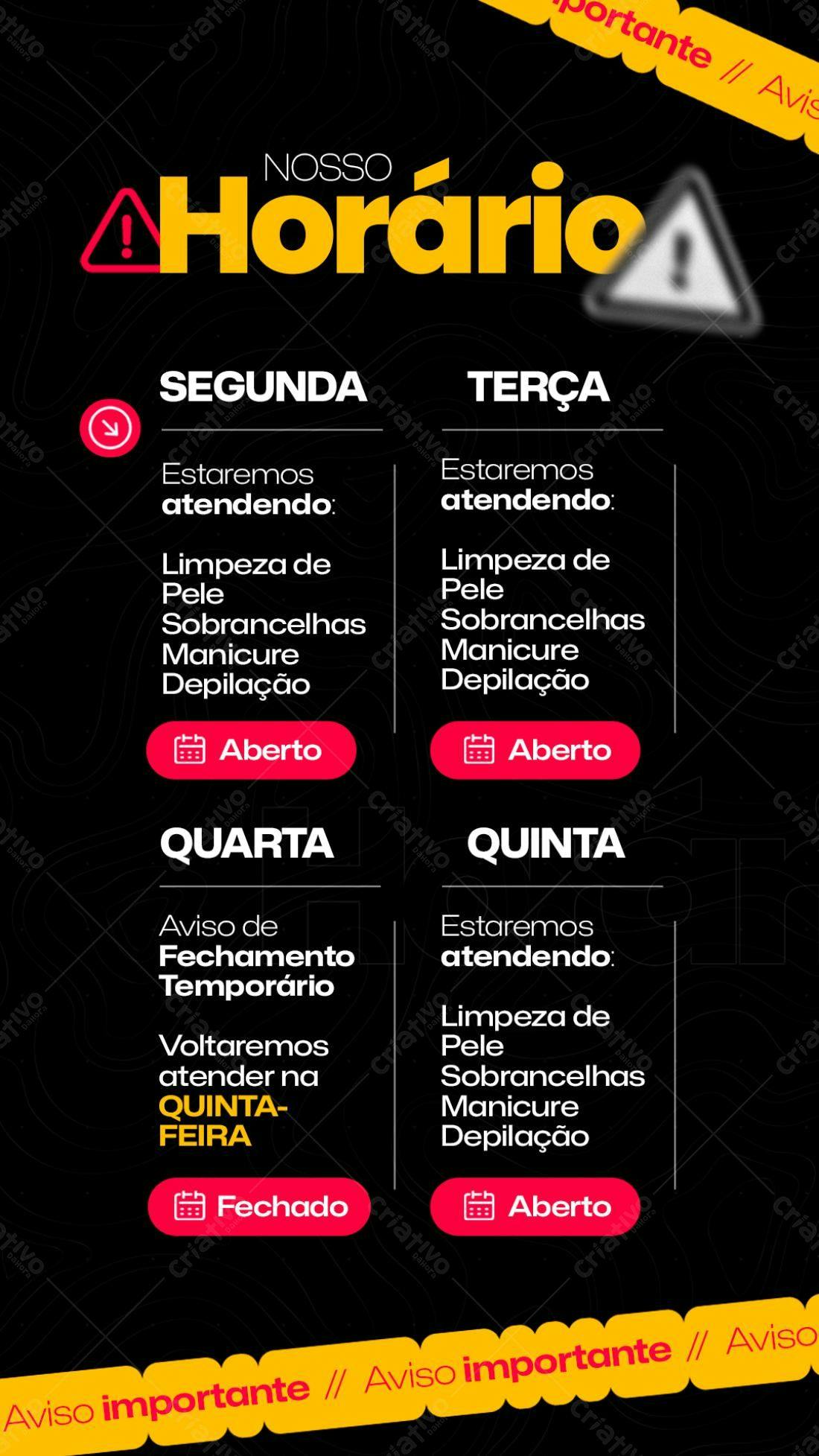 Horários de Salão de Beleza PSD Editável