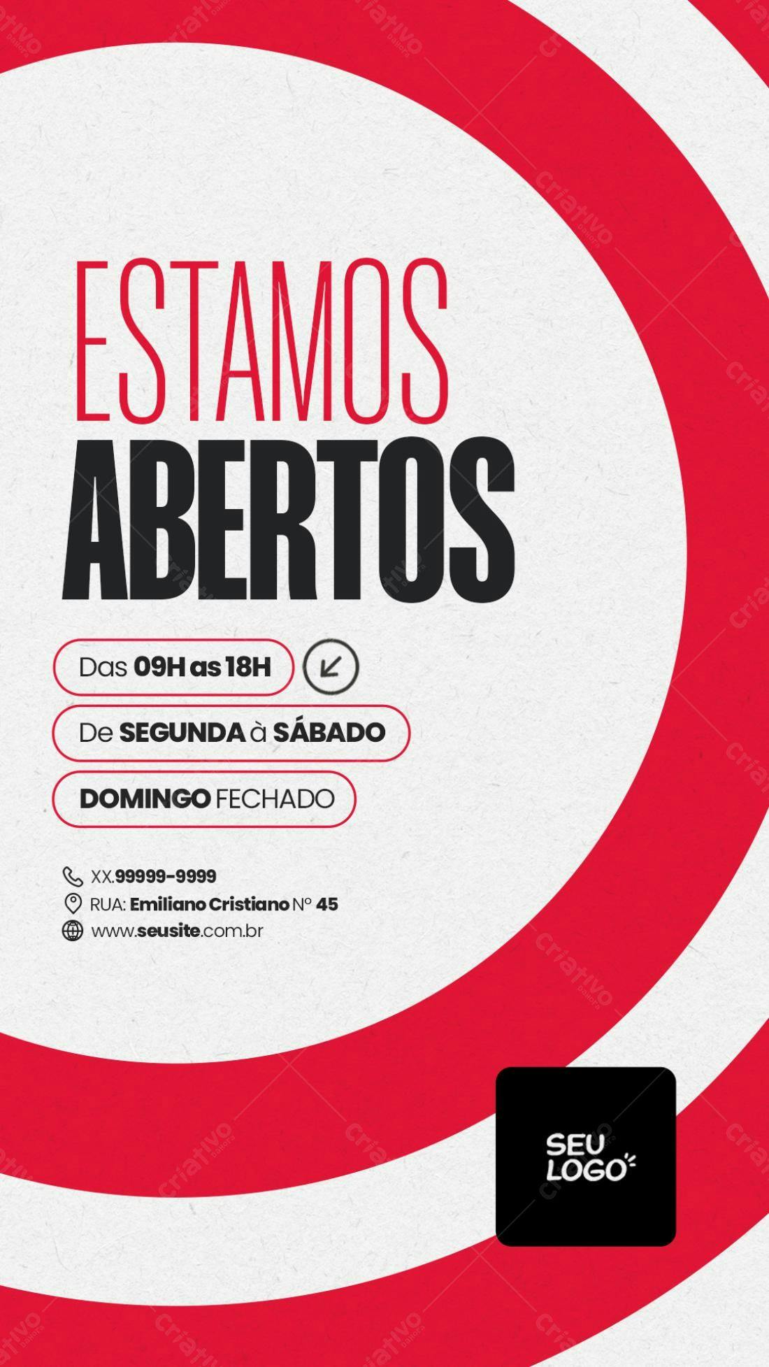 Flyer Horário de Funcionamento PSD Editável