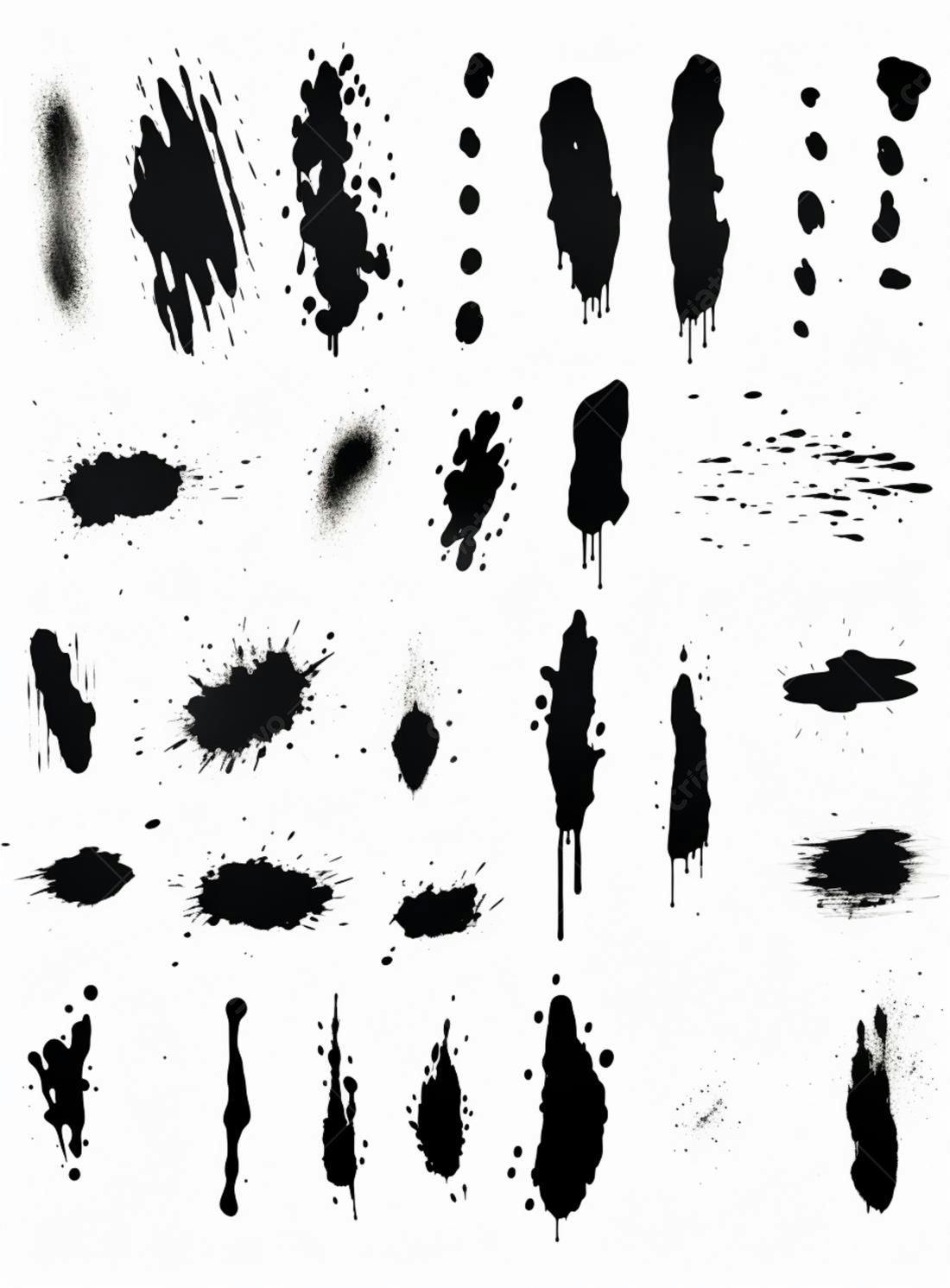 Coleção de respingos de tinta preta
