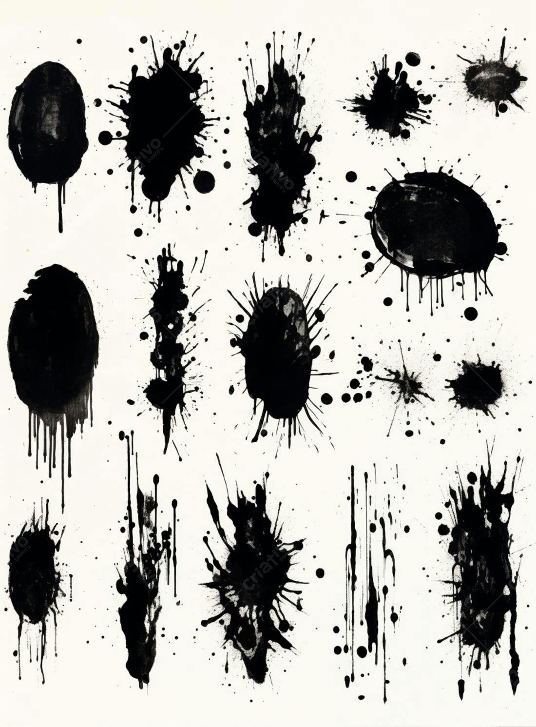 Coleção de respingos de tinta preta