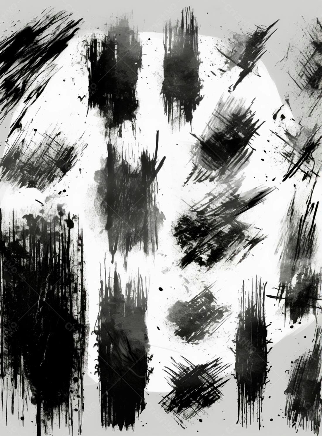 Pinceladas Abstrato Preto e Branco