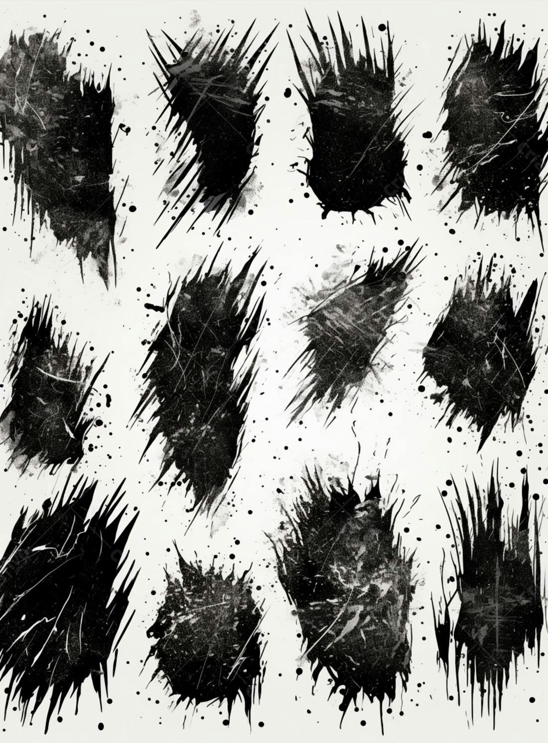 Manchas de tinta pretas e brancas abstratas