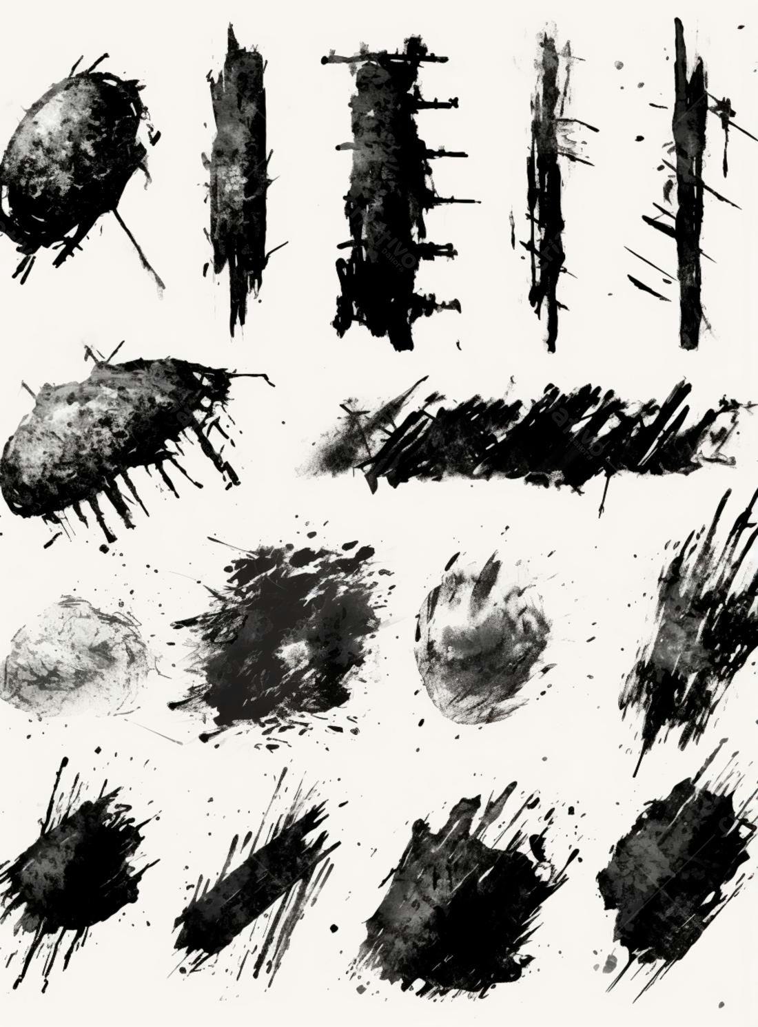 Coleção de manchas de tinta pretas