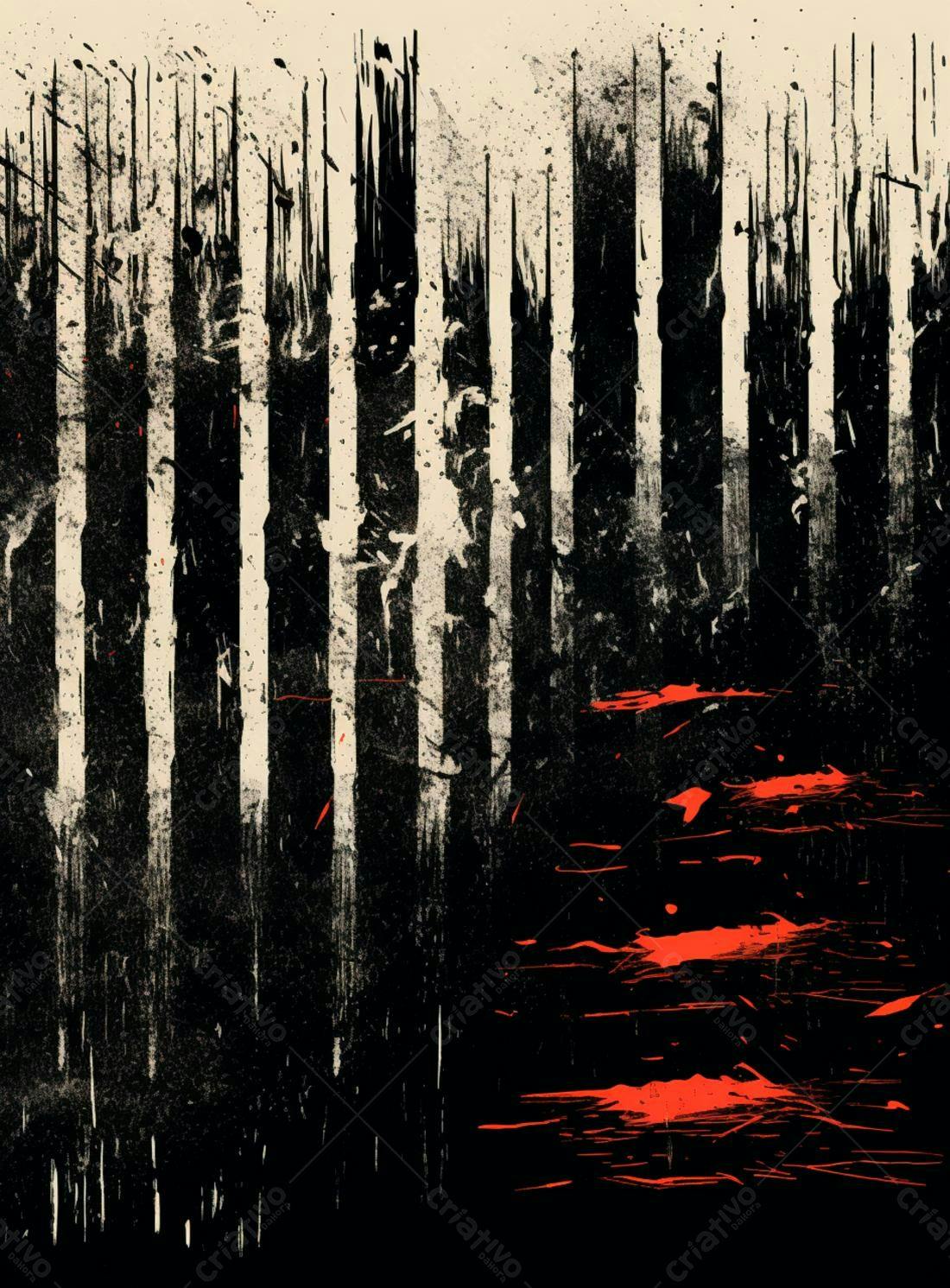 Arte Abstrata Preto Branco e Vermelho