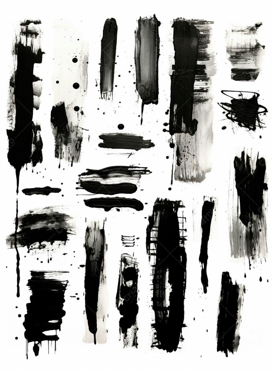 Pinceladas abstratas em preto e branco