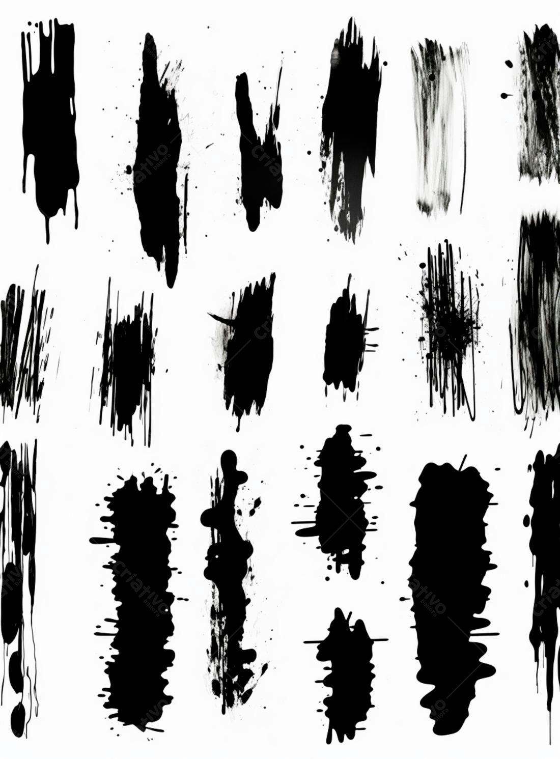 Coleção de respingos e manchas pretas abstratas