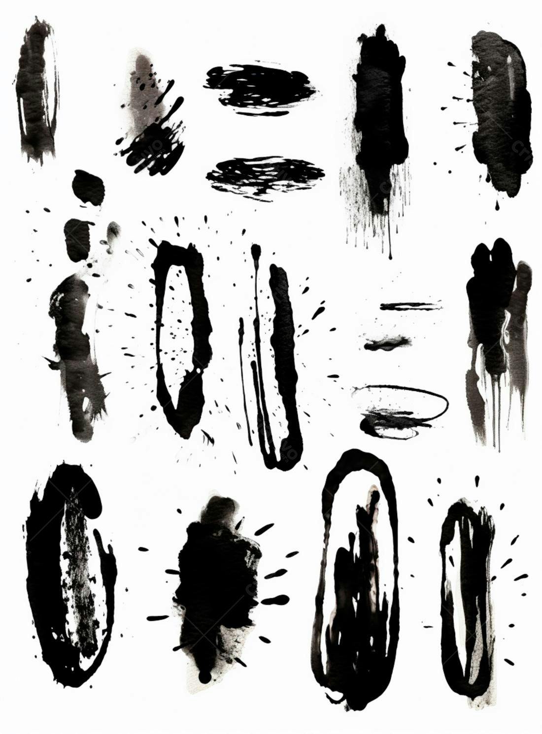 Coleção de manchas de tinta preta e branca