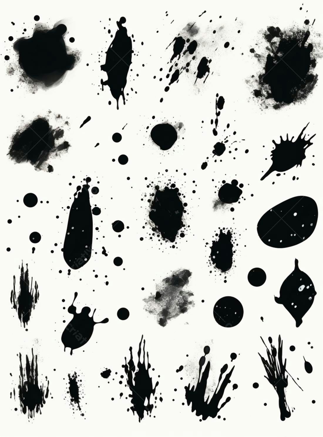 Coleção de respingos de tinta preta