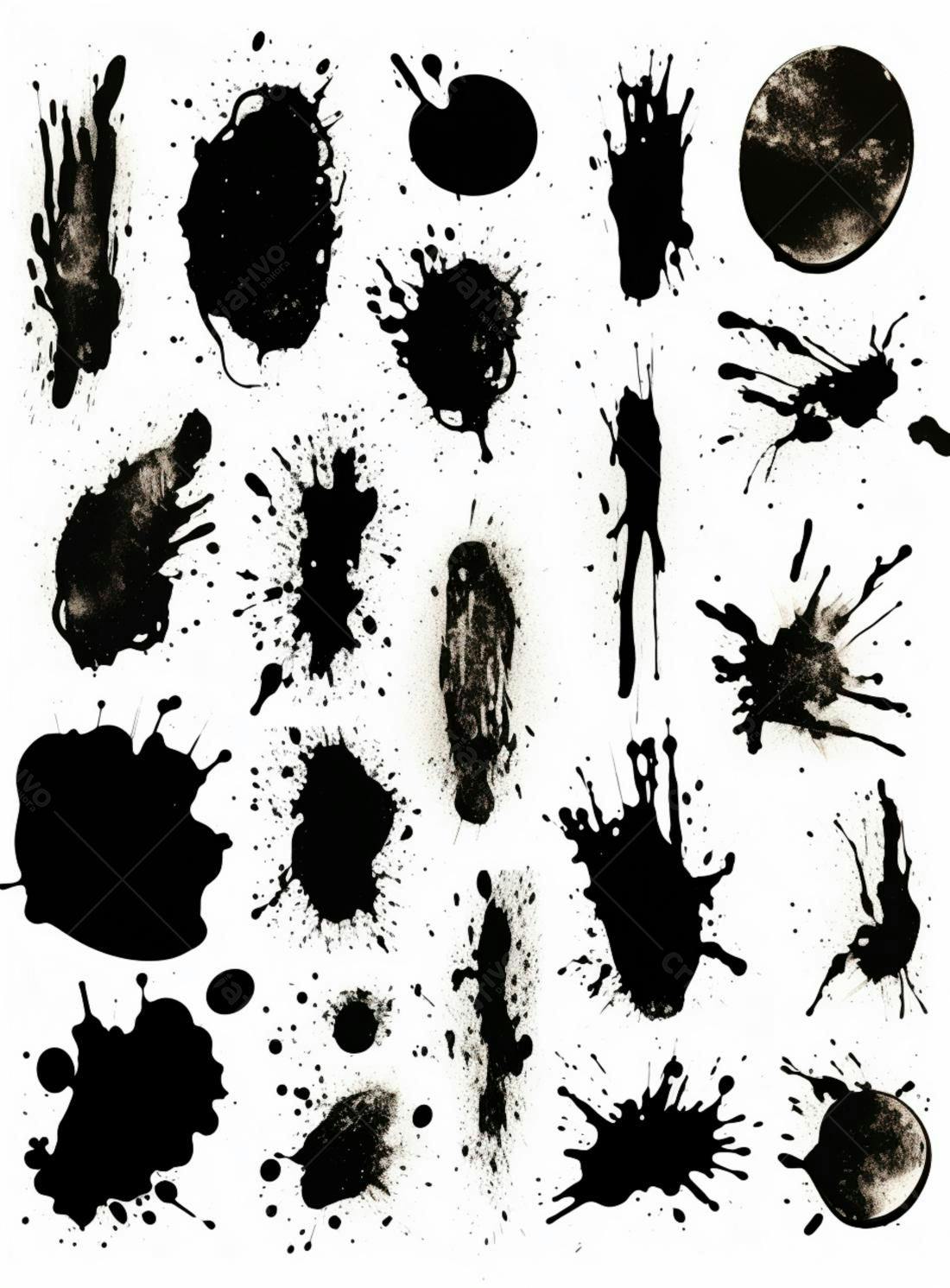 Coleção de respingos de tinta preta