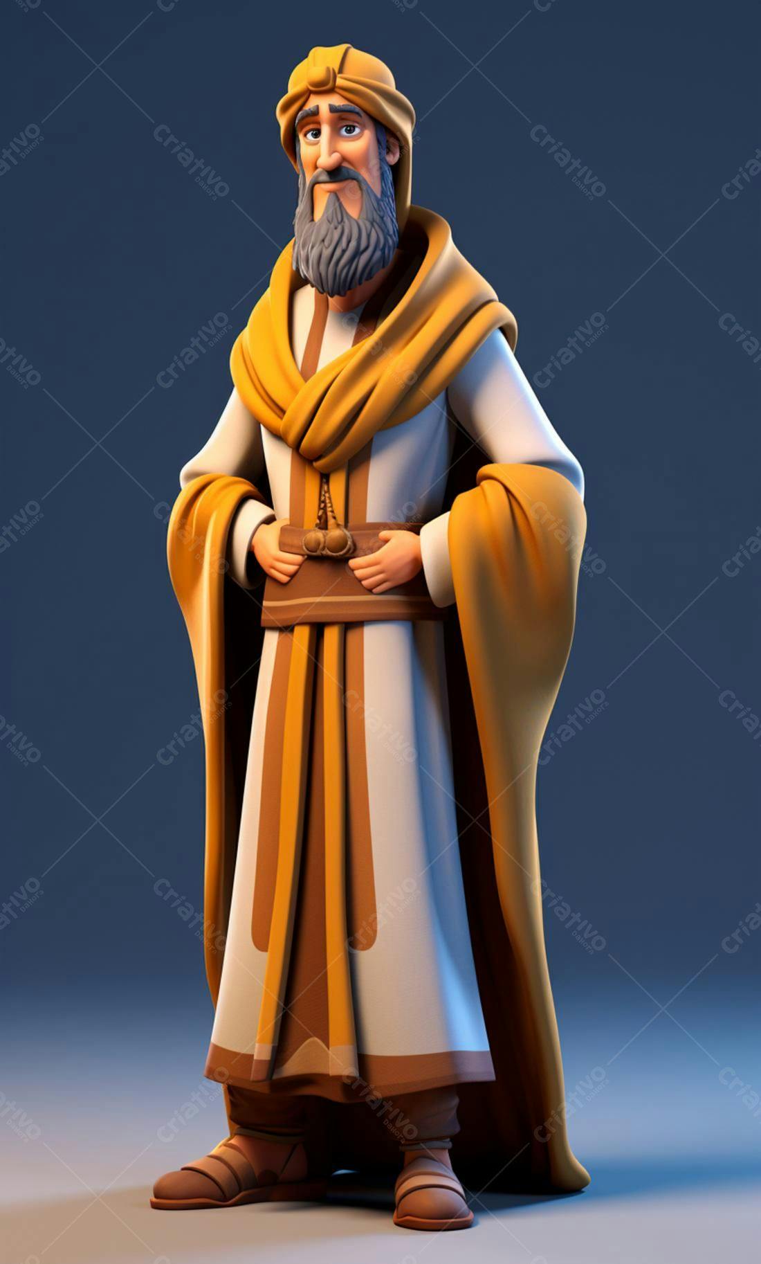Homem Ancião em Roupa Tradicional Dourada