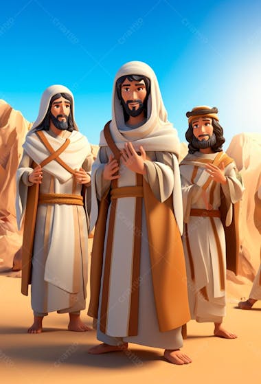 Personagem gospel de desenho animado 3d do apóstolo jesus três reis
