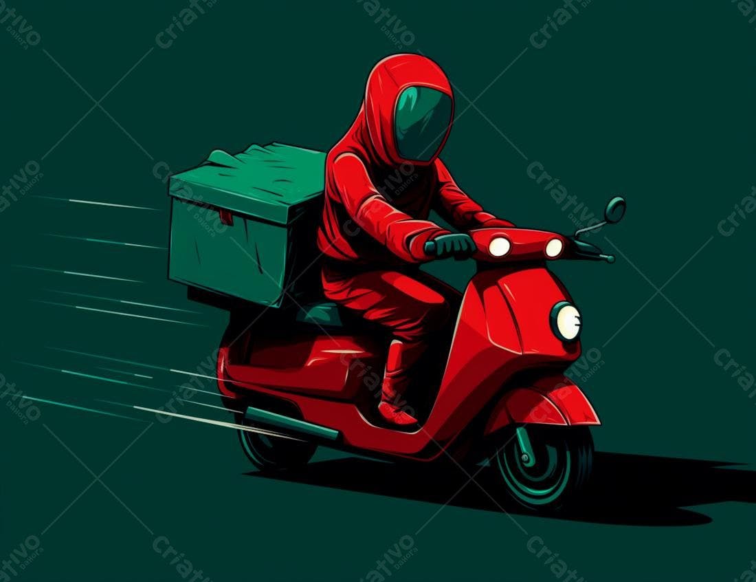 Motociclista entregador em moto vermelha