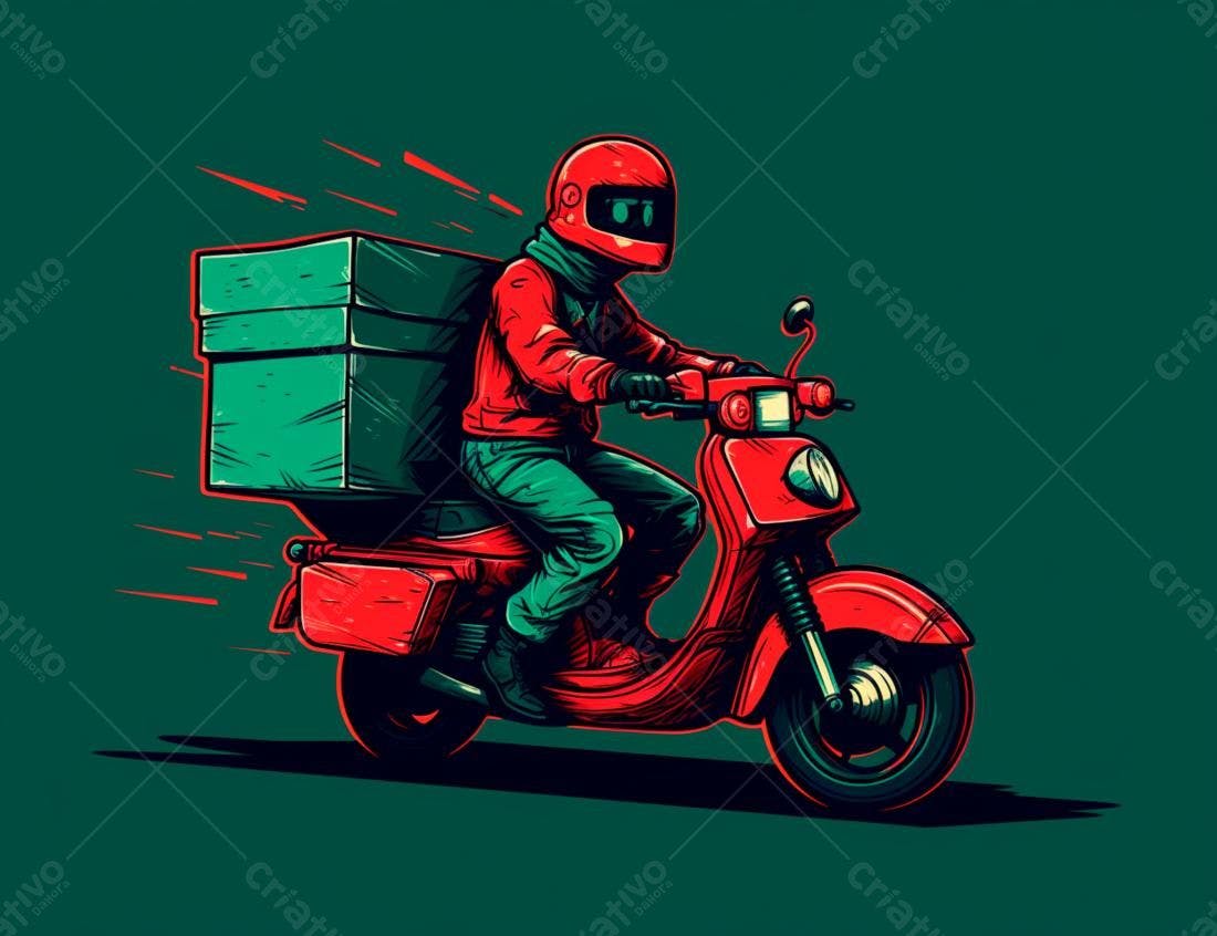 Motoboy entregando encomenda em scooter vermelha