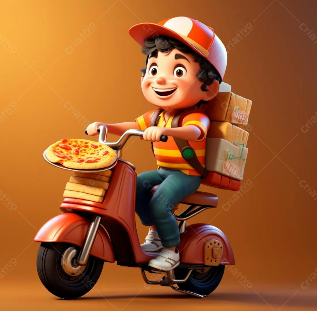 Entregador de Pizza em Motocicleta