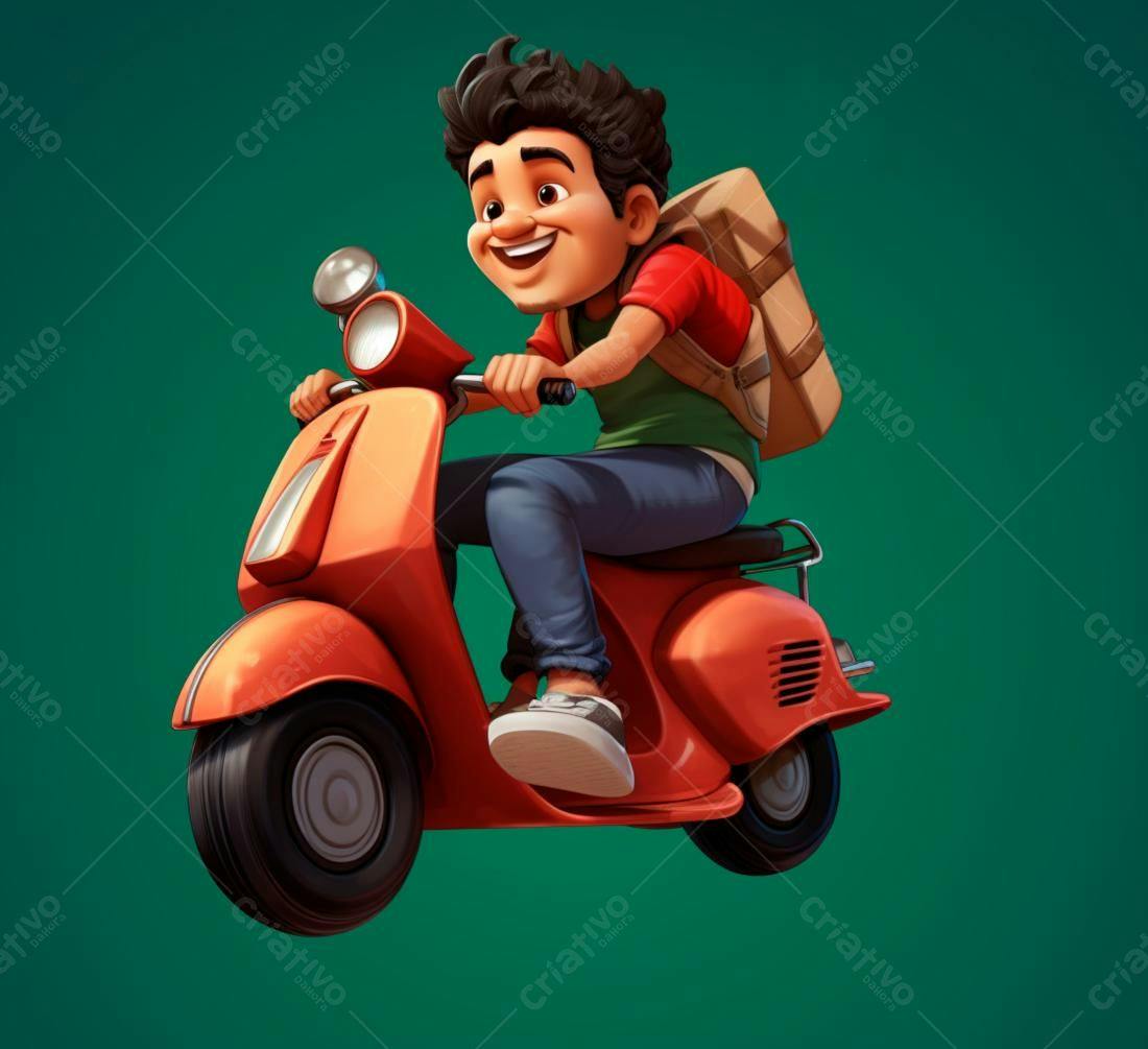 Menino feliz em scooter laranja